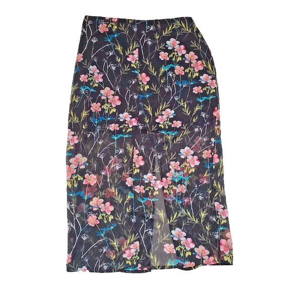 Express Dresses & Skirts - Express Skirt  Black  Floral Skirt S/P Sheer Witchy Whimsygoth Gypsy Black Flora